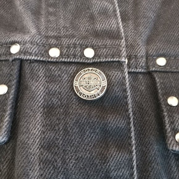 Women's Medium M Harley-Davidson Denim Vest Studded - Picture 4 of 7